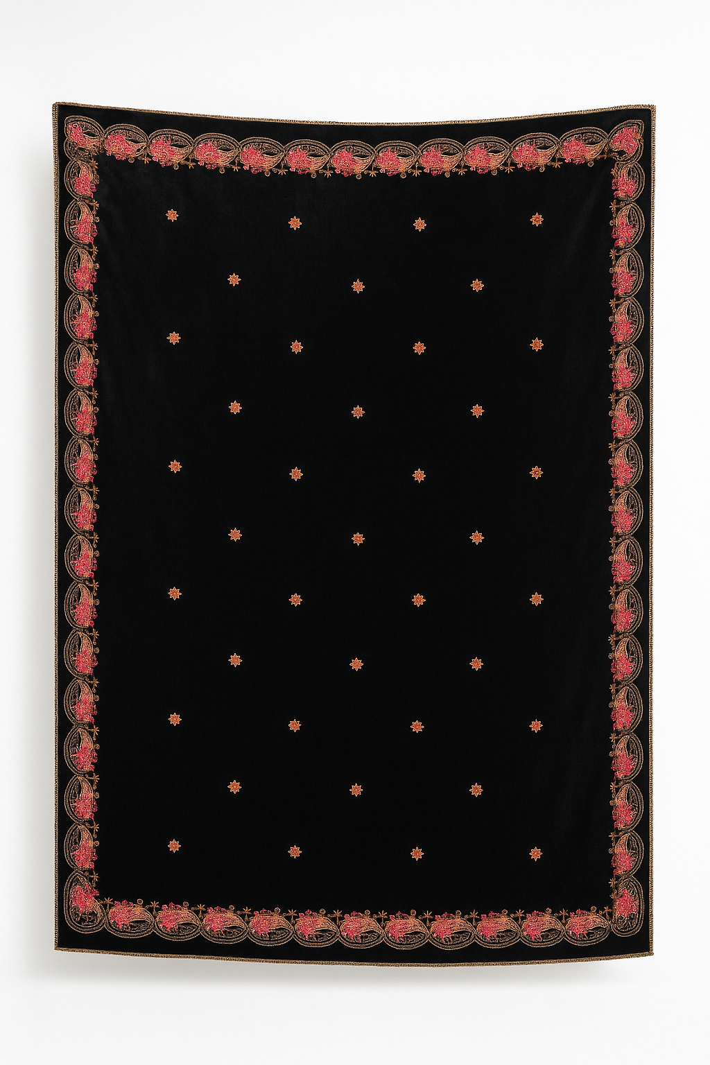 Hand-Embroidered Velvet Shawl – Timeless Elegance