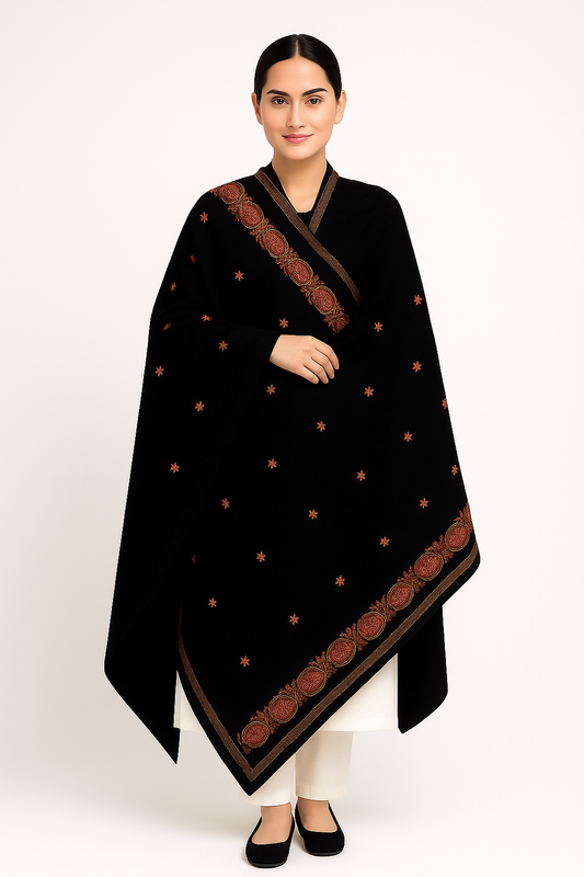 Elegant Embroidered Velvet Shawl Ultimate Luxury SK1