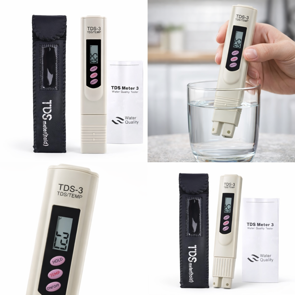 Digital TDS Meter 3 – Water Quality & Purity Tester (0–9990 ppm) with Temperature Display