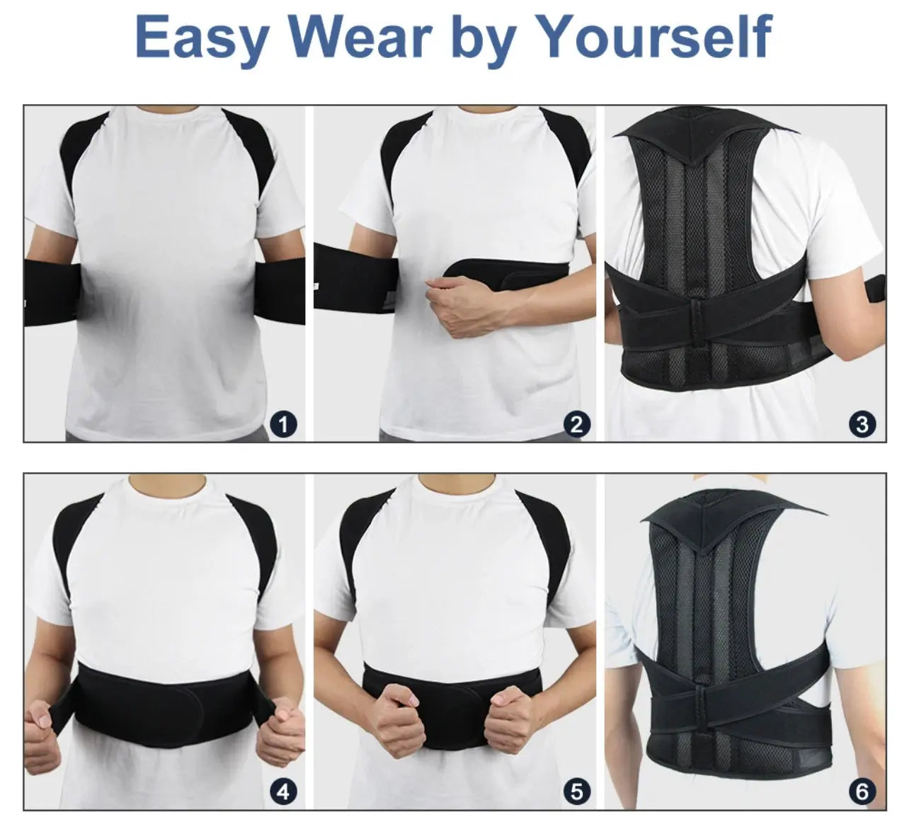 Imported Adjustable Back Support Posture Belt with fiber rads Allow to Open Parcel Comfort Living