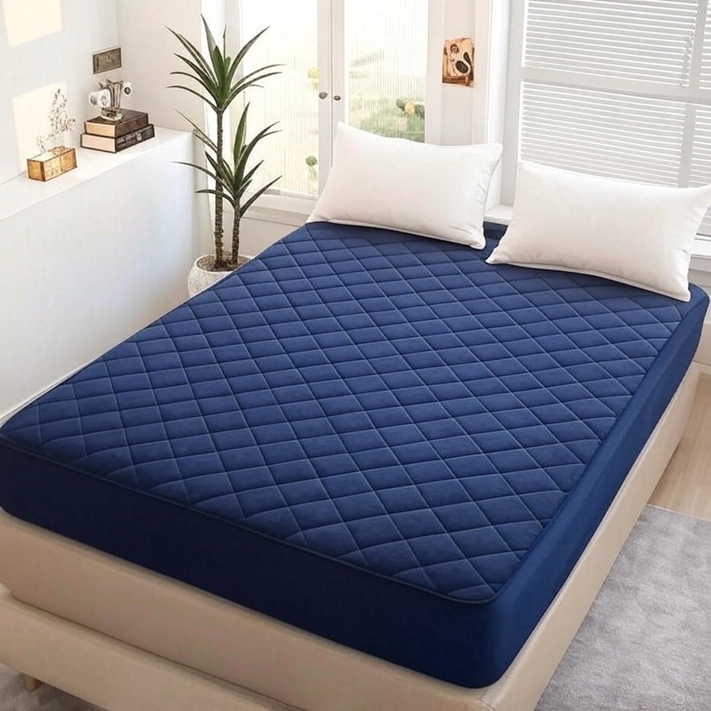 New Premium Quilted Waterproof Mattress Protector For Double Bed