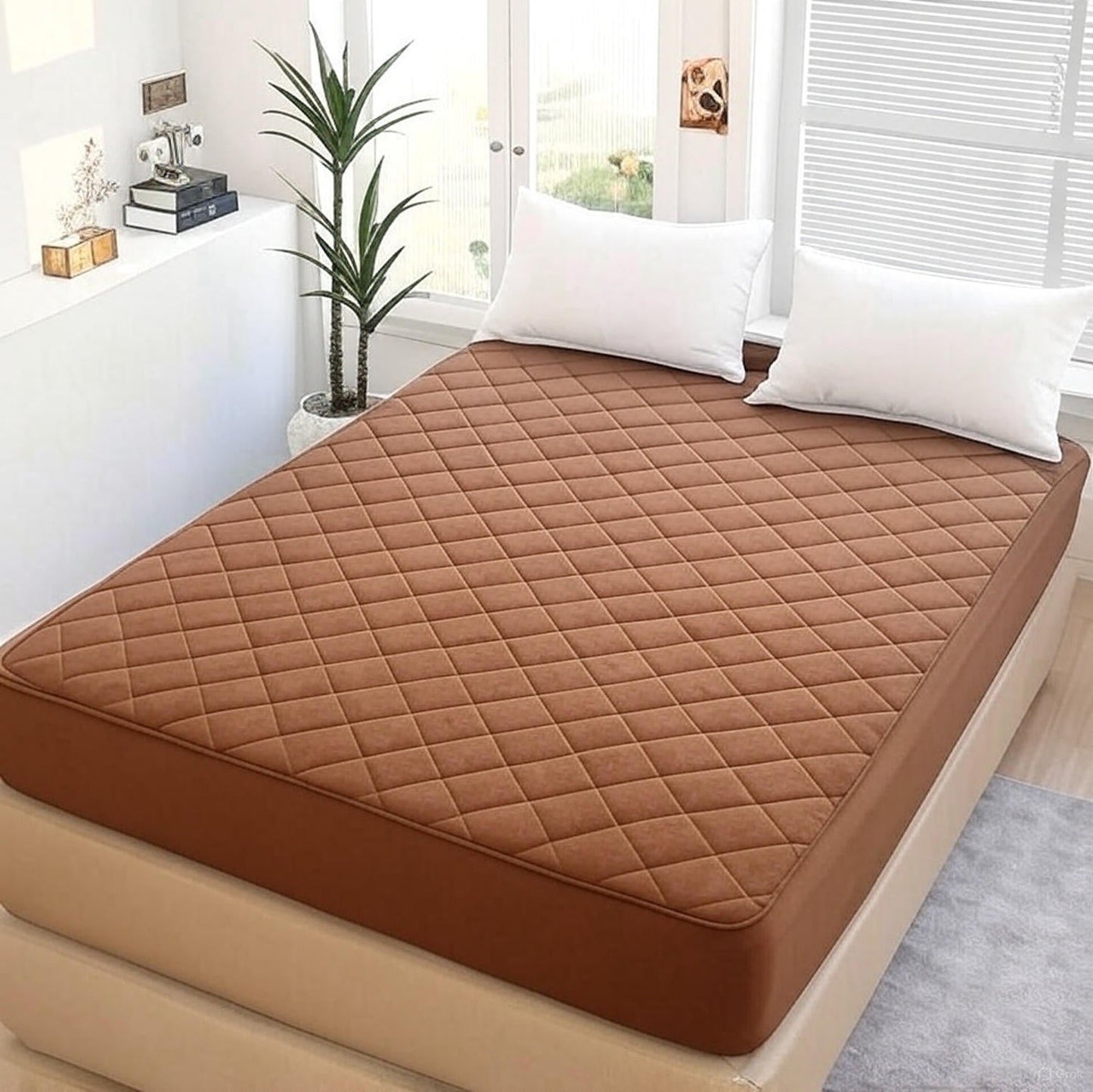 New Premium Quilted Waterproof Mattress Protector For Double Bed